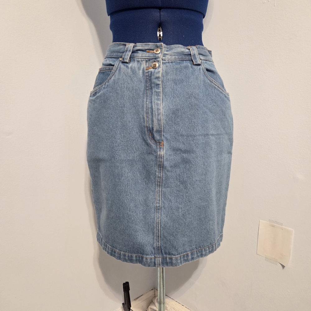 Vintage Embroidered Denim Mini Skirt Size 10